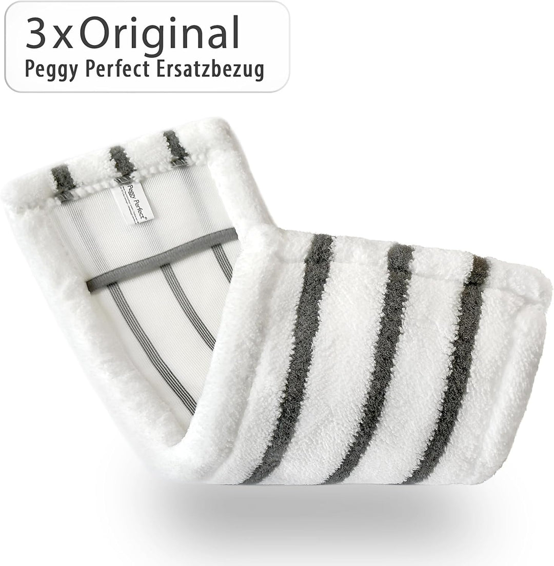 Peggy Perfect 3er Set – waschbarer Wischmopp Microfaser Ersatzbezug mit Einer Grösse von 47,5x17,5cm