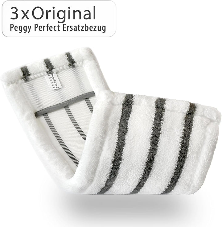 Peggy Perfect 3er Set – waschbarer Wischmopp Microfaser Ersatzbezug mit Einer Grösse von 47,5x17,5cm