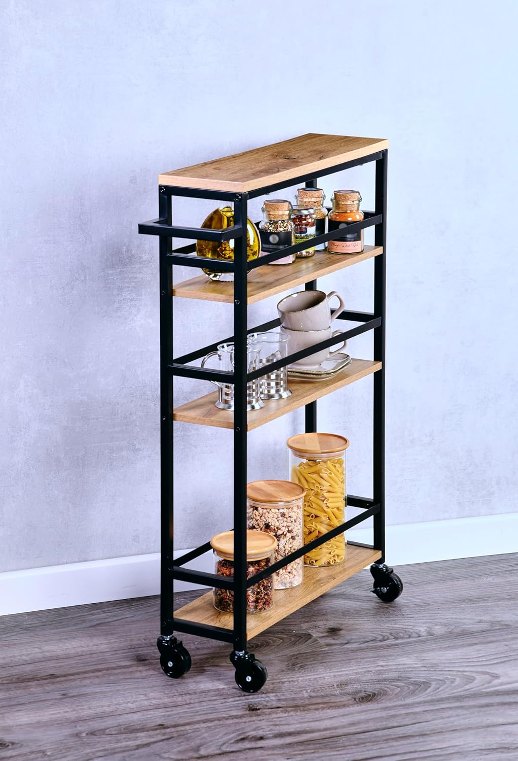 Kesper| Nischenwagen, Material: Metall und FSC-zertifizierter Spanplatte, Masse: B:50 x H: 81 x T: 1