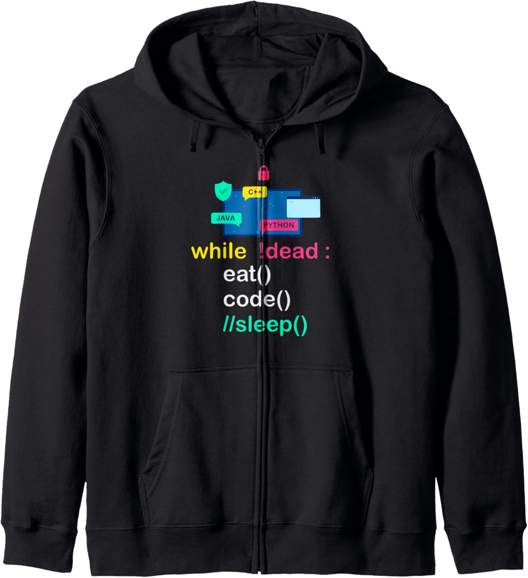 Lustiger Python-Programmierer mit Spruch "Eat Code Sleep" Kapuzenjacke