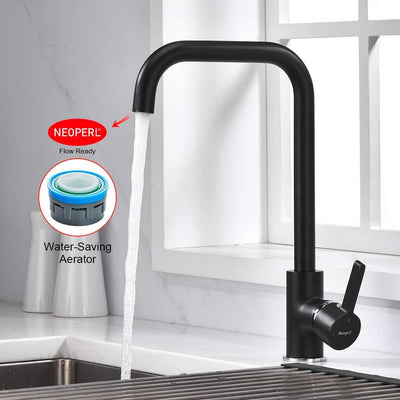 IBERGRIF M22105B, Hoch Küchenarmatur, Einhebel Spültischarmatur, Wasserhahn für Küche, Schwarz, Schw