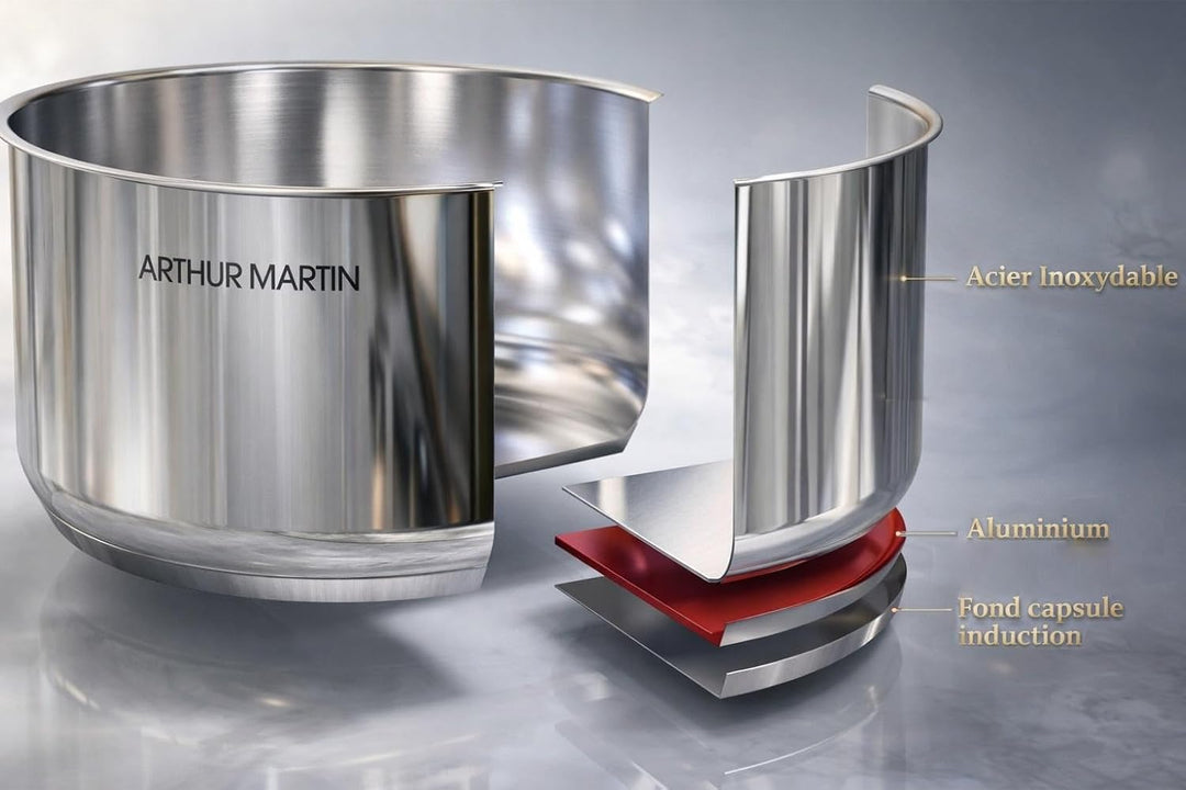 Arthur Martin 5540 Kochtopf-Set, Pfannen und Töpfe, Edelstahl, 10-teilig, Gross Large (15-piece set)