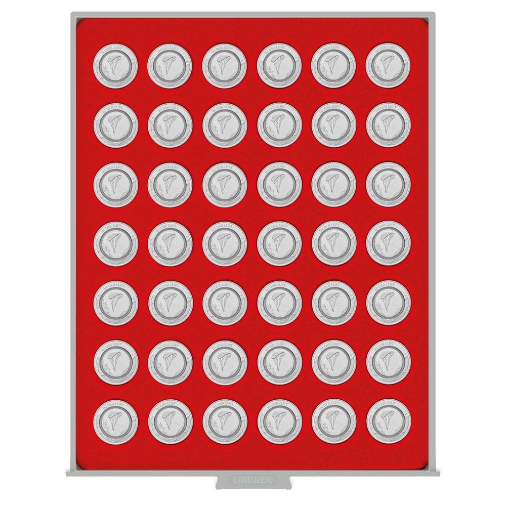 LINDNER Das Original Münzbox Standard mit 42 runden Vertiefungen für Münzen mit Ø29,5 mm, z.B. für d