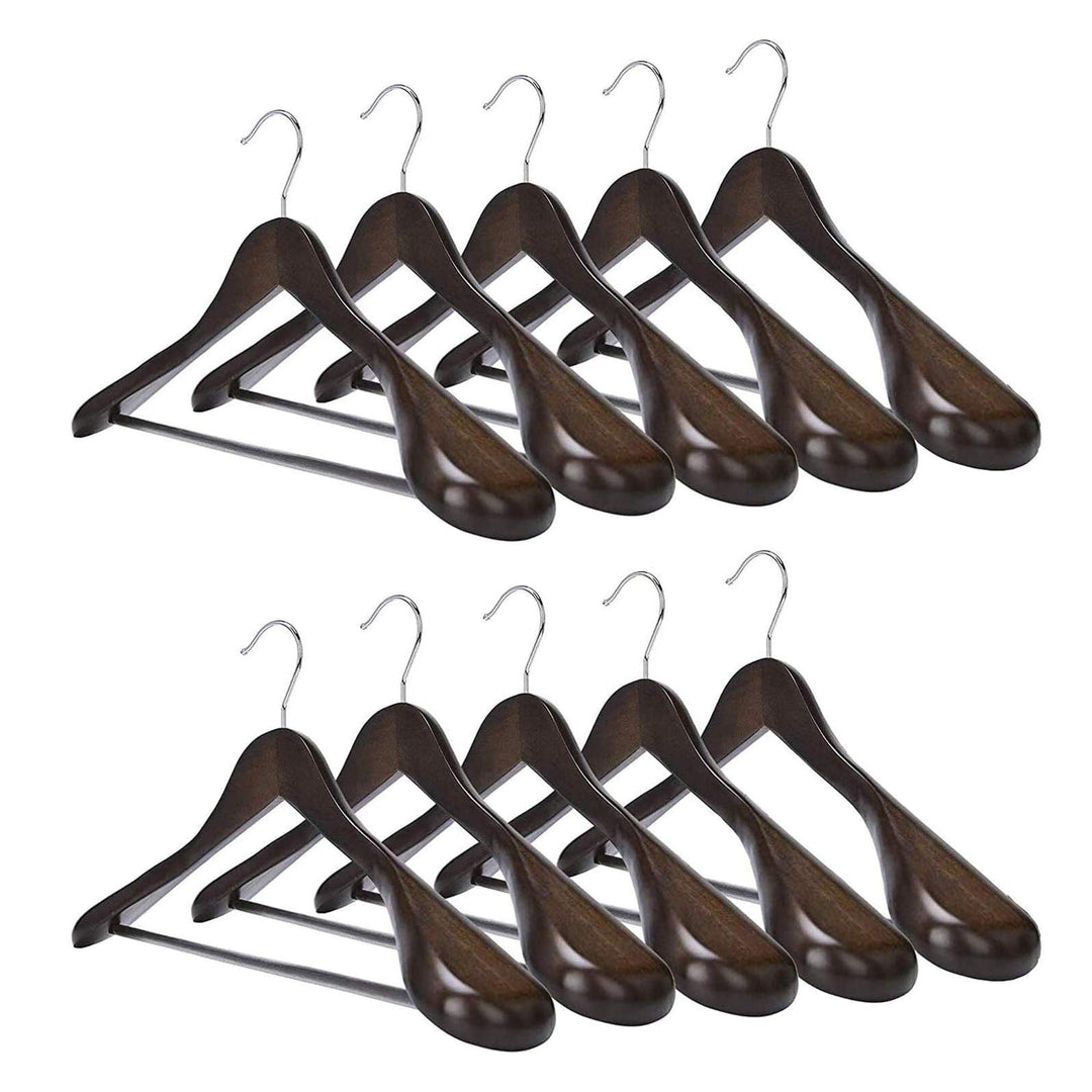 MECOREX Anzugbügel, 10er Set, Kleiderbügel aus Massivholz, mit extra Breiten Schultern, rutschfest,