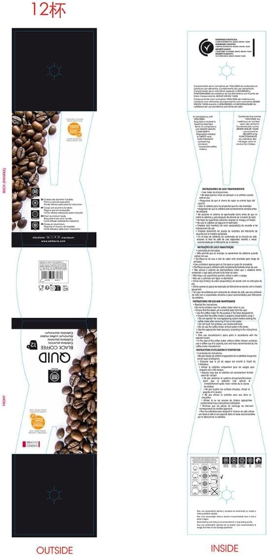 Quid Espressokocher Black Coffee für Induktion 12 Tassen, 12 Tassen