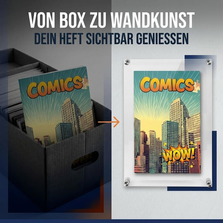 SAFE Acryl-Rahmen für Comics UV-stabilisierter Wandrahmen aus Acrylglas für Comics bis 4 mm Dicke In