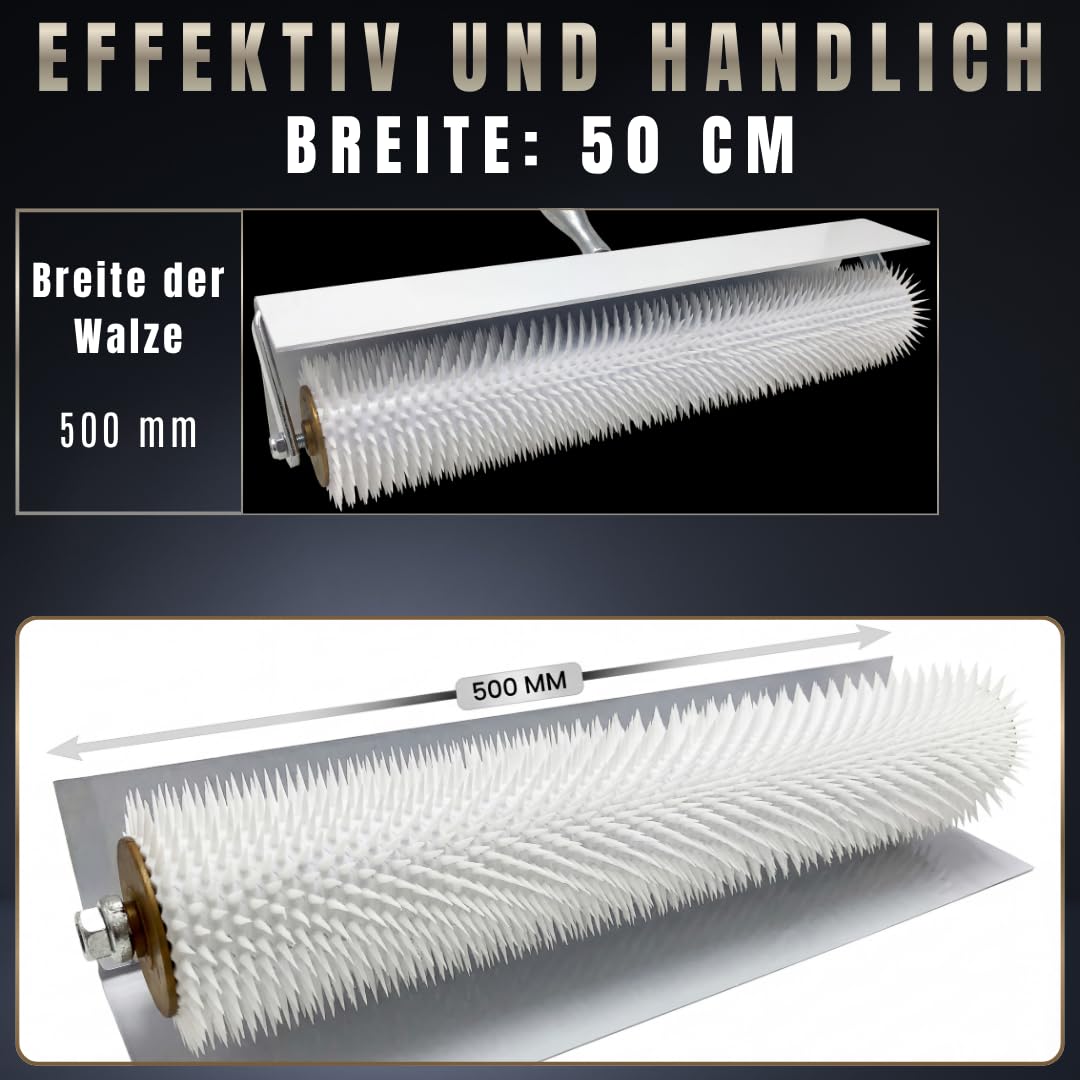 Pangolino - Entlüftungsroller - 50 cm mit Spritzschutz - Stachellänge: 11 mm - Profi-Qualität - Stac