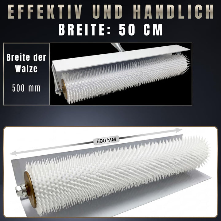 Pangolino - Entlüftungsroller - 50 cm mit Spritzschutz - Stachellänge: 11 mm - Profi-Qualität - Stac