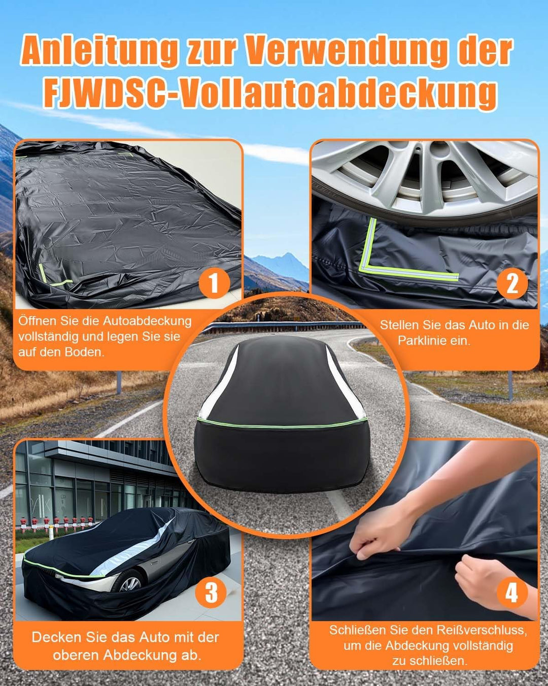 Full Vollständig Geschlossene Autoabdeckung wasserdichte für SUV 435-465cm, Alle Jahreszeiten Abdeck