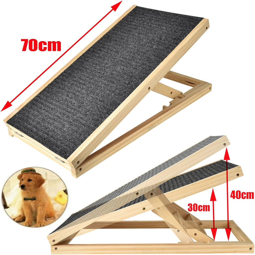 Holz-Hunderampe Katzen Rampe, 70cm Lang Hölzerne Hundetreppe für Bett oder Sofa, für Auto Höhenverst