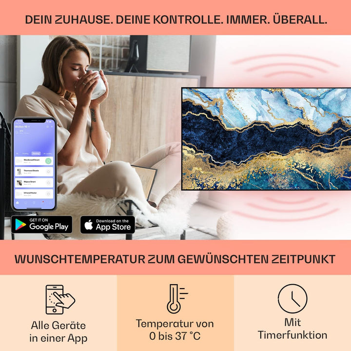Klarstein Infrarotheizung mit Thermostat, 700W Elektroheizung, Smart Home Bild-Infrarotheizung zur W