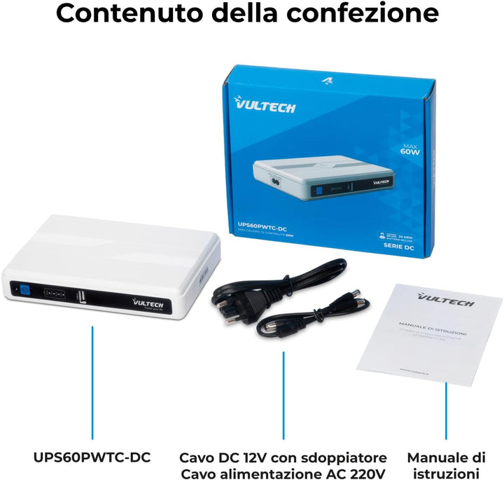 VulTech UPS60PWTC-DC Mini USV 4350 mAh 60 Watt 0ms Tragbare Unterbrechungsgruppe für Router Wireless
