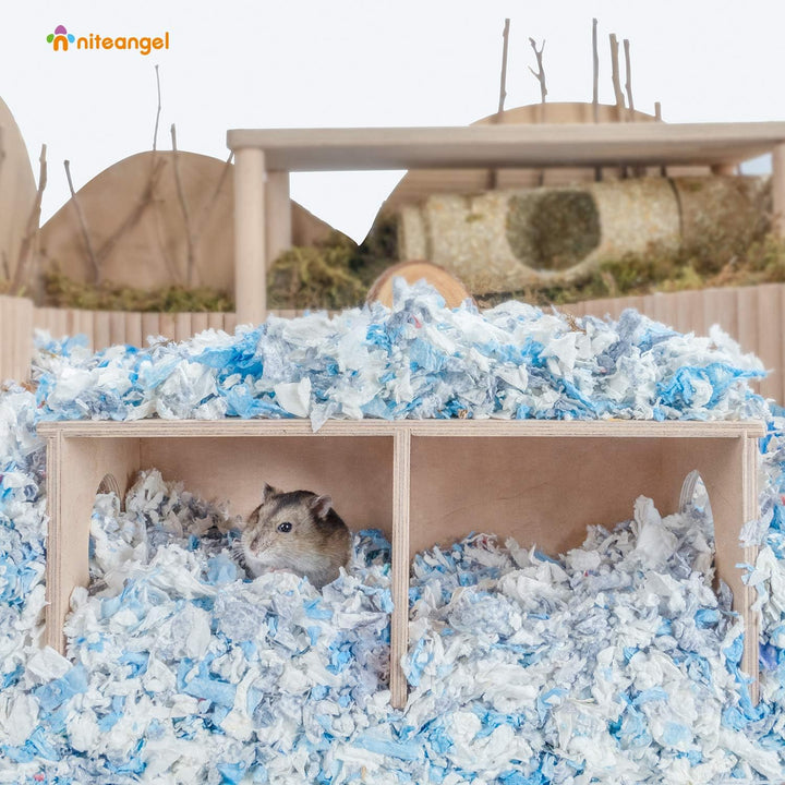 Niteangel Hamster Secret Peep Schuppen 2-Kammer Versteck & Tunnel Erkundungs-Spielzeug, Small - for
