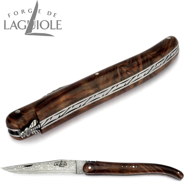 Forge de Laguiole Collection Taschenmesser - 12 cm - Griff Nussbaum - Klinge 10 cm Damast-Stahl