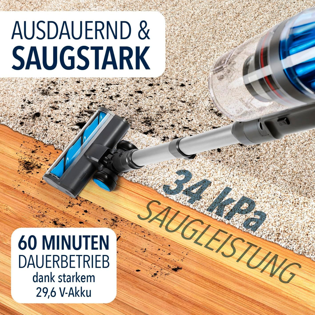CLEANmaxx AeroTec 500 Staubsauger mit Absaugstation | Handstaubsauger smart & kabellos | automatisch