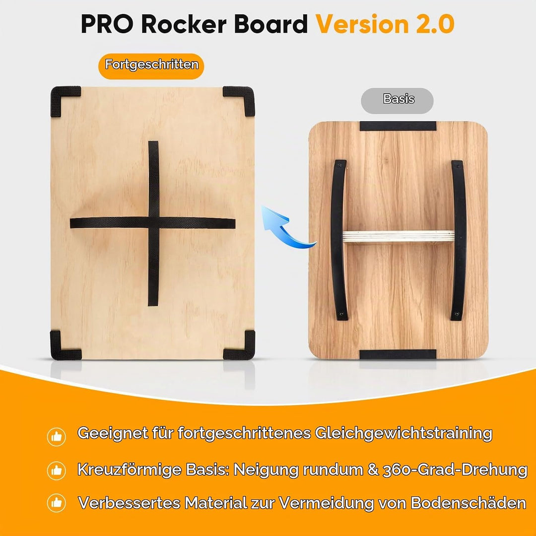 Balance Board aus Holz, 360° Balancebrett, 150kg belastbar, Stabil und Stark Professional Wobble Boa