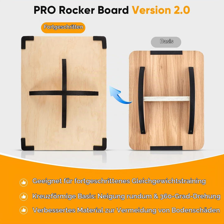 Balance Board aus Holz, 360° Balancebrett, 150kg belastbar, Stabil und Stark Professional Wobble Boa