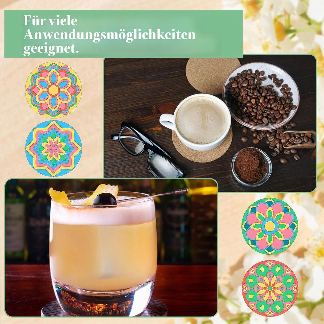 Mandala-Gemälde-Set aus Holz, 40 Stück, unlackierte Holzausschnitte zum Bemalen, Holz-Mandala-Orname