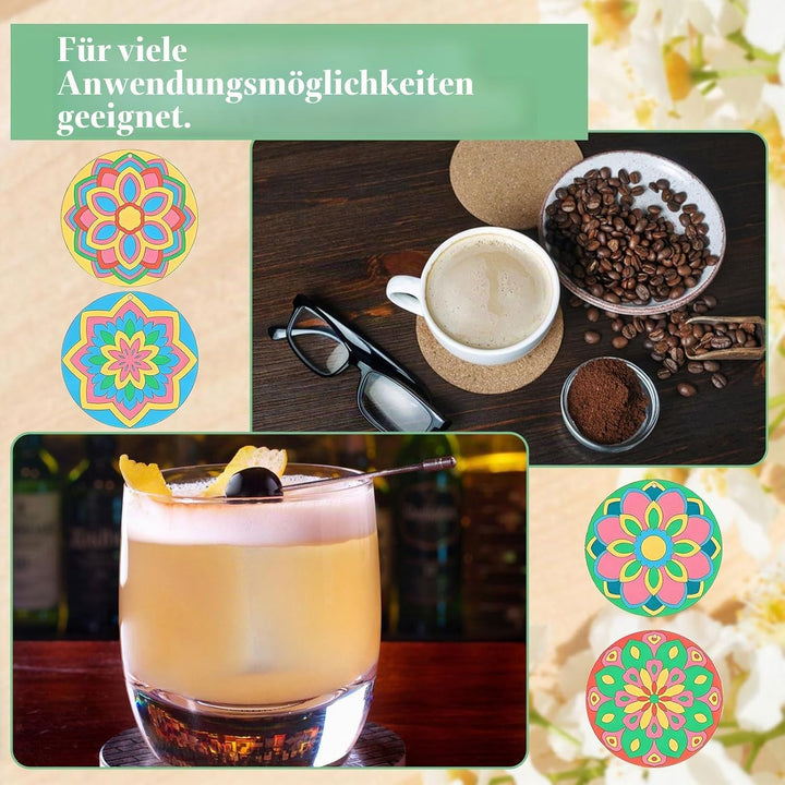 Mandala-Gemälde-Set aus Holz, 40 Stück, unlackierte Holzausschnitte zum Bemalen, Holz-Mandala-Orname