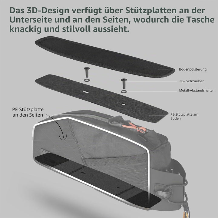 Fahrrad Oberrohrtasche 1,2L Wasserdicht Fahrrad Rahmentasche mit Schraub- oder Gurtbefestigung Doppe