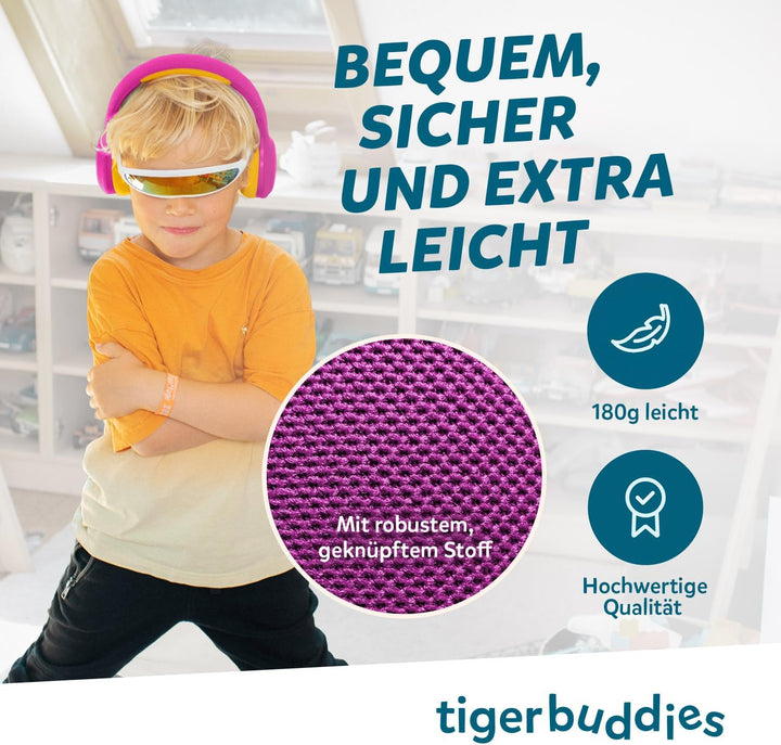 tigermedia tigerbuddies Bluetooth Kopfhörer Kinder | Faltbare Kinder Kopfhörer ab 4 Jahren | Mit Lau