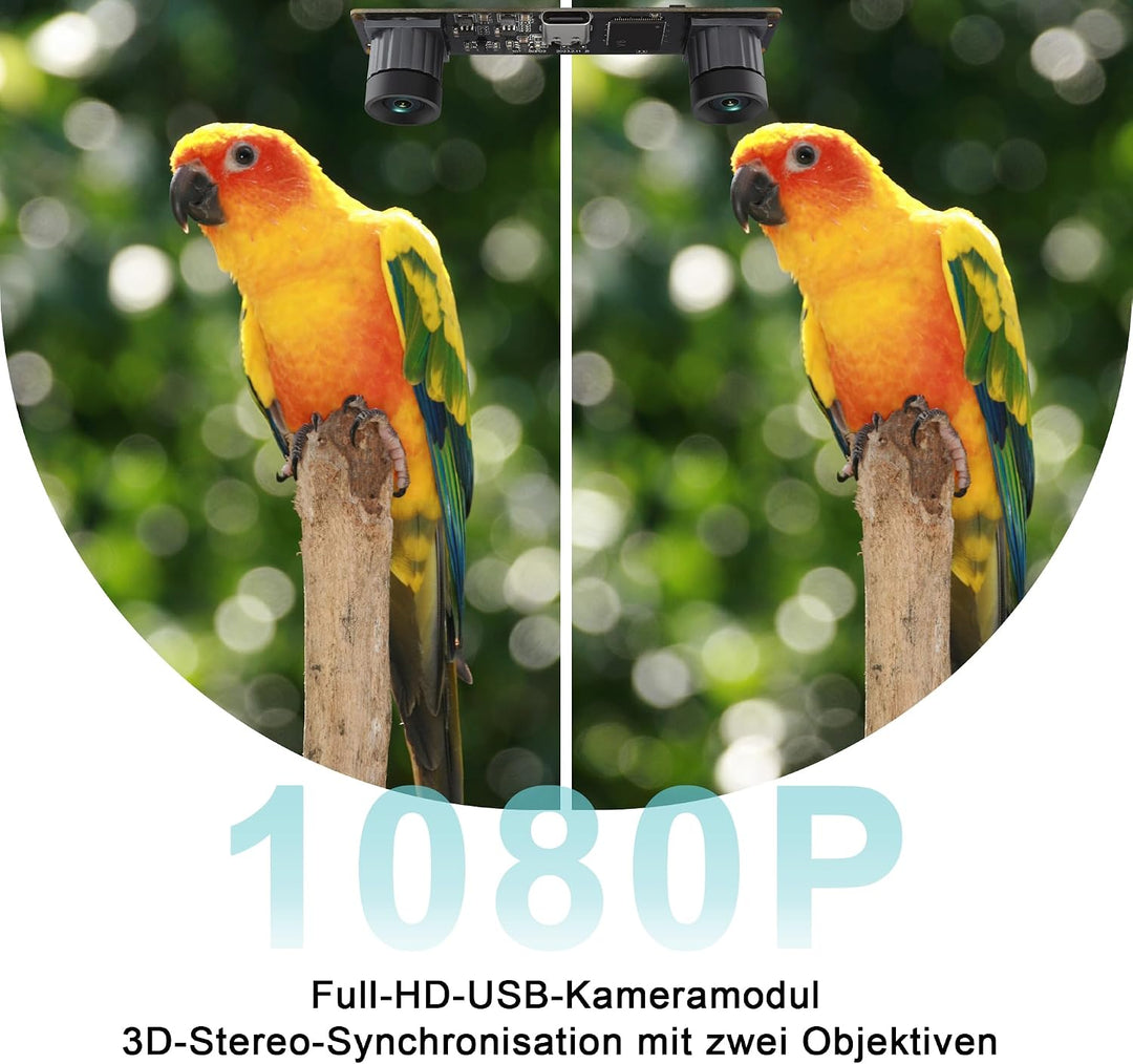 USB Stereokamera Kameramodul, Synchrones Doppellinsenobjektiv, 4MP 1080P Full HD 60fps Hochgeschwind