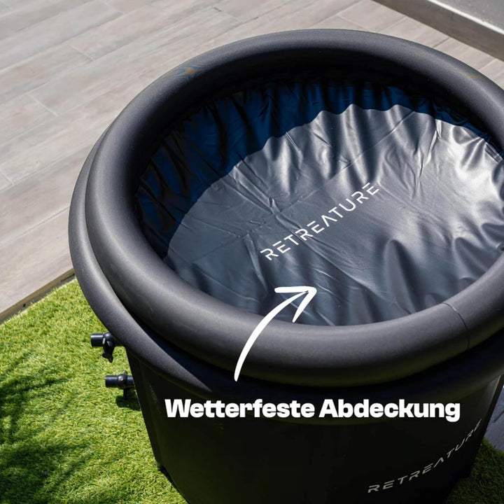 Eisbad [PolarPlunge] Eistonne (300L) mit wetterfester Abdeckung & robuster Isolierung – Eisfass zur