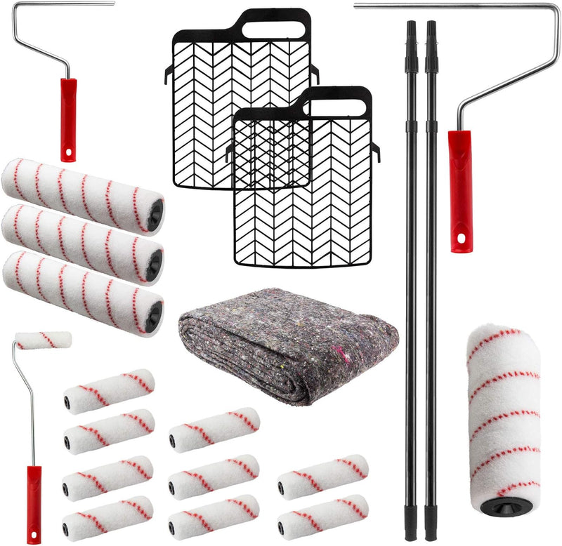 Malerset Maler Farbroller Malerwalze Farbwalze Bügel Teleskopstange Teleskopstiel Malervlies Abstrei