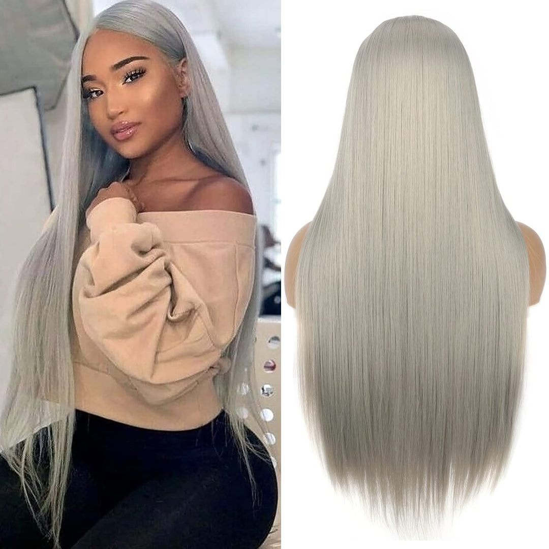 PORSMEER Perücke Blond Lange Haare Glatt für Frauen/Mädchen Natürlich Synthetische Haarperücke Party