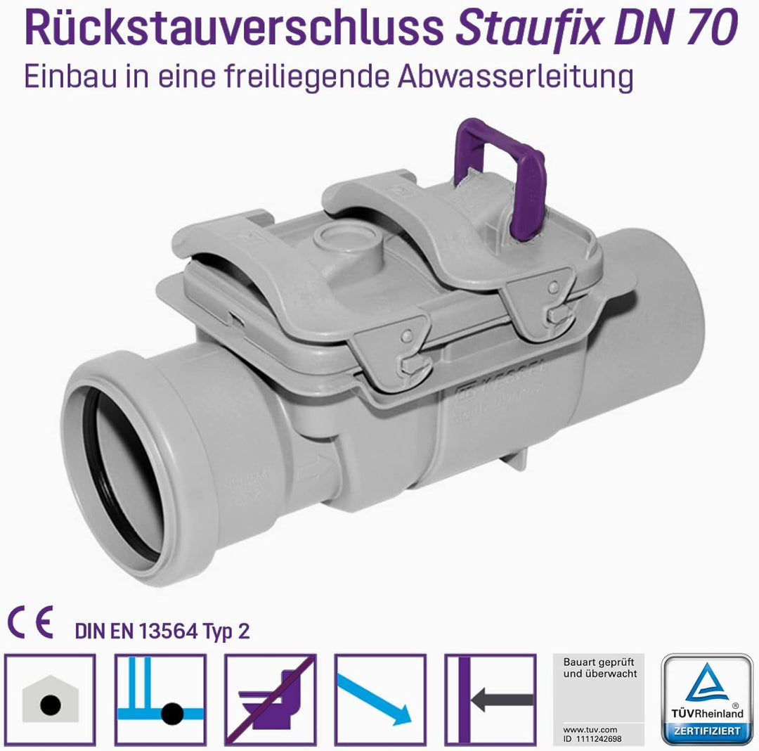 Kessel 73070 Rückstauverschluss Staufix für Abwasser, DN 70