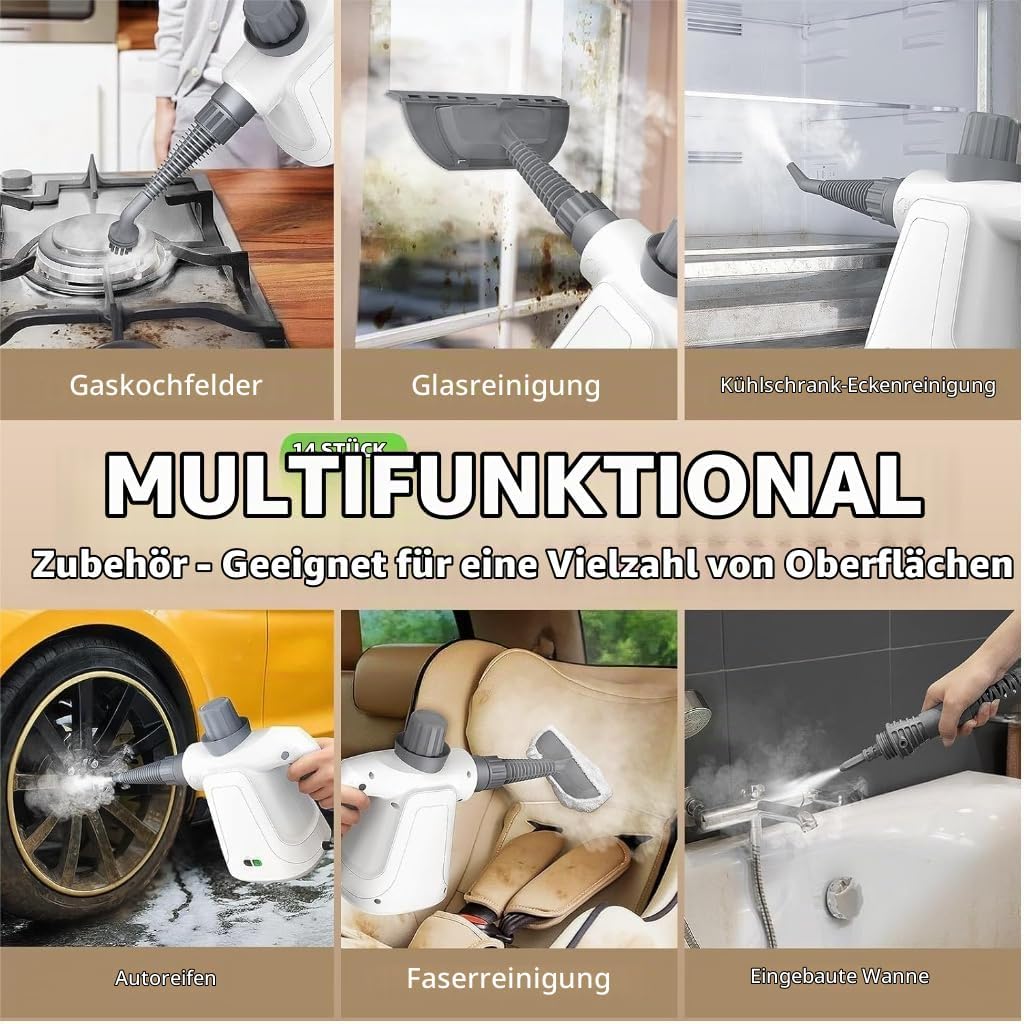 Dampfreiniger Handgerät, 400ml Handdampfreiniger Steam Cleaner Dampfreiniger FüR Alles Auto Fenster