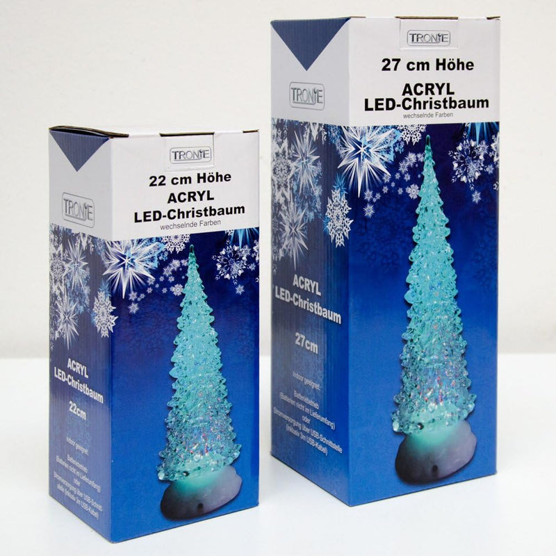 Tronje LED Christbaum 27cm Weihnachtsbaum mit Timer USB Tannenbaum beleuchteter Acrylbaum Wechselfar
