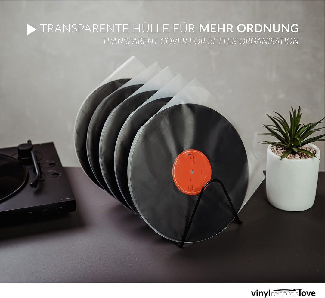 Schallplatten Innenhüllen 12" | 50 Stück Vinyl Hüllen | Plattenhüllen transparent | Optimaler Schutz