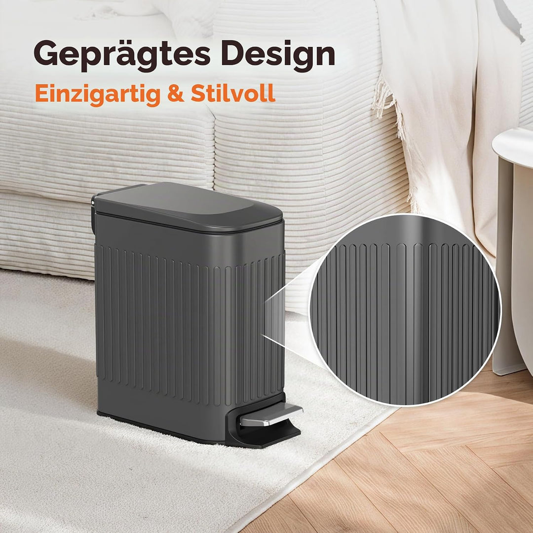 TrashAid Kleiner Mülleimer für Badezimmer mit Deckel Soft Close, 6 Liter Edelstahl Mülleimer mit her