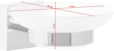 tesa EKKRO Seifenschale mit Wandhalterung, satiniertem Glas und verchromtem Edelstahl - zur Wandbefe