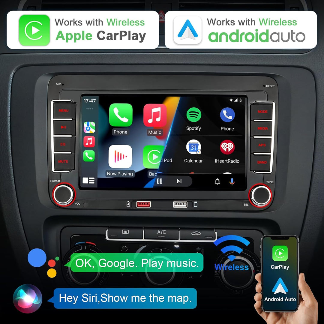 Autoradio mit Navi Bildschirm für VW Golf 5/6 Seat Passat Sharan Tiguan,7 Zoll Golf Radio mit Apple