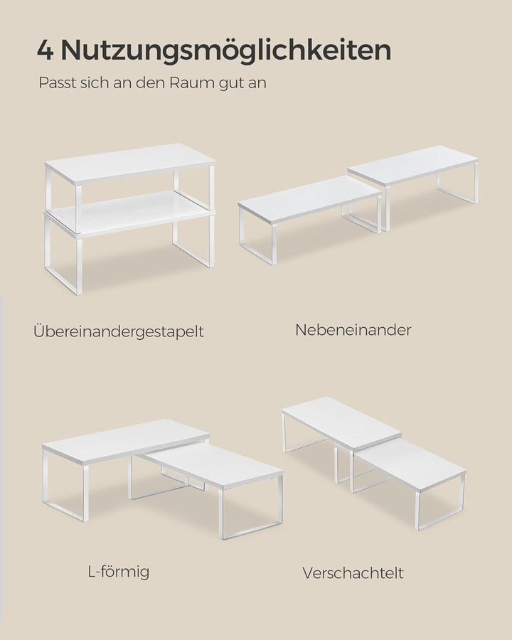 SONGMICS Gewürzregal, 4er Set, Küchenregal, Küchen-Organizer, erweiterbar, Gewürzhalter, stapelbar,