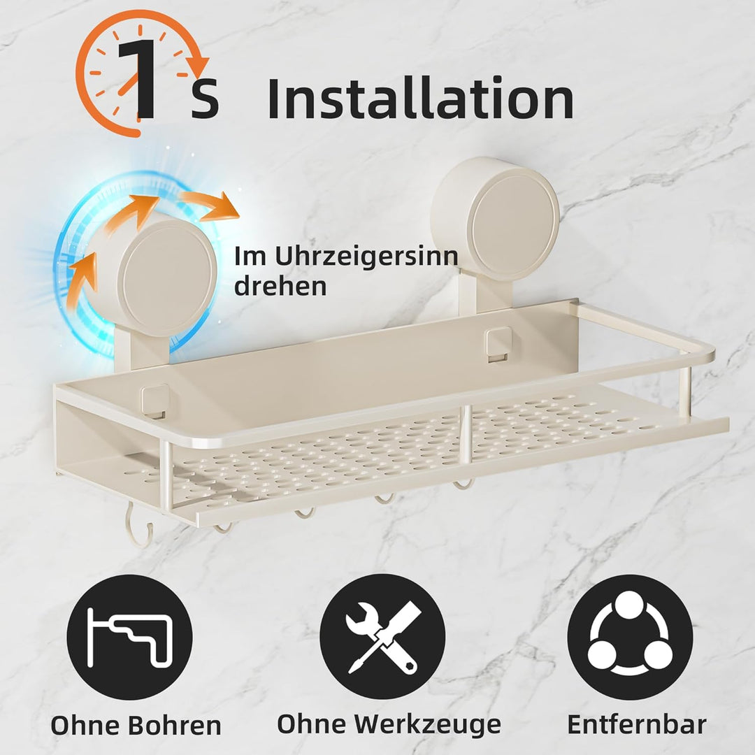 Saugnapf Ohne Bohren Duschablage,10kg Tragfähigkeit Badregal für Shampoo Conditioner,Abnehmbare und