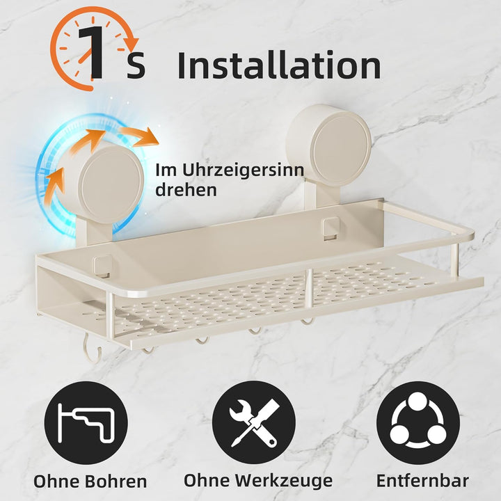 Saugnapf Ohne Bohren Duschablage,10kg Tragfähigkeit Badregal für Shampoo Conditioner,Abnehmbare und