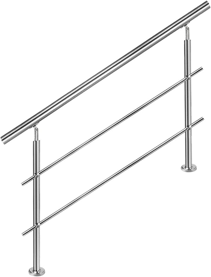CAVATINY Edelstahl Handlauf Geländer für Treppen Brüstung Balkon mit 2 Querstreben - Innen und Ausse