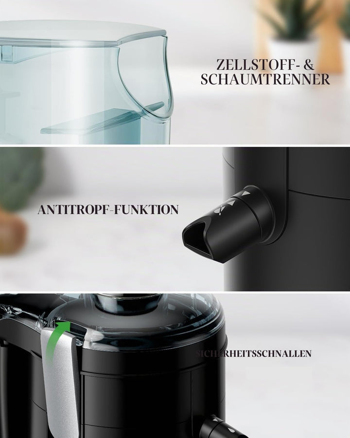 GDOR Entsafter 600W Juicer mit Grossem 65mm Einfüllschacht Hoher Ertrag Entsafter Gemüse und Obst mi