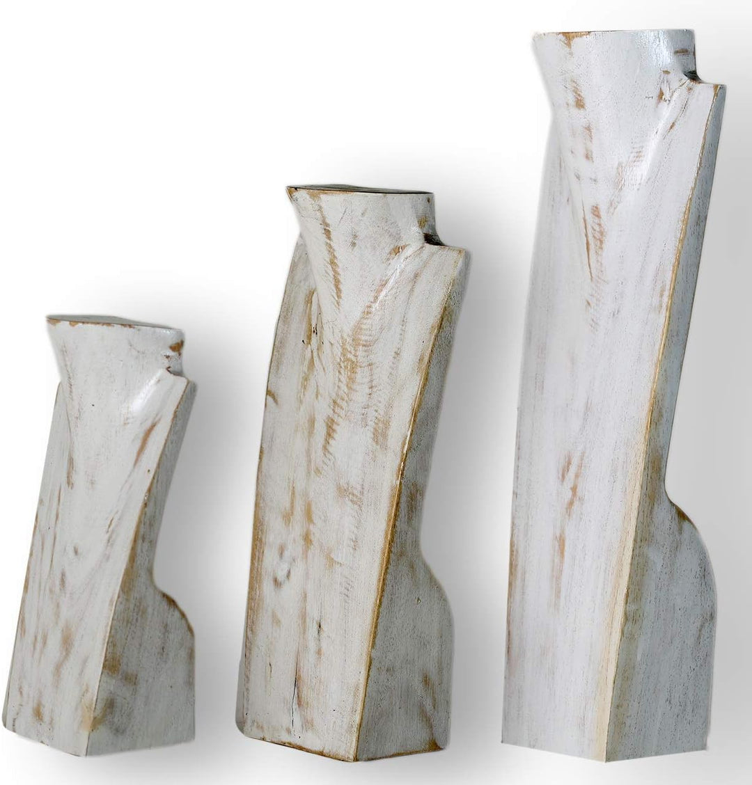 ART-CRAFT Halskettenständer Schmuckständer Halskettendisplay Schmuckbüste aus Holz White-wash 3er Se