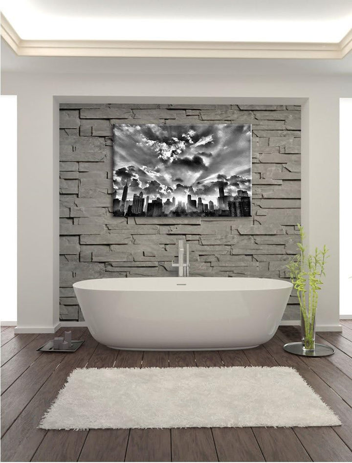 Pixxprint Monocrome, Chicago Skyline im Sonnenaufgang, Format: 100x70 auf Leinwand, 100x70