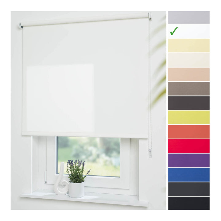Liedeco® Rollo, Fenster Rollo, Kettenzug-Rollo / 162 x 180 cm (Breite x Höhe), weiss / lichtdurchläs