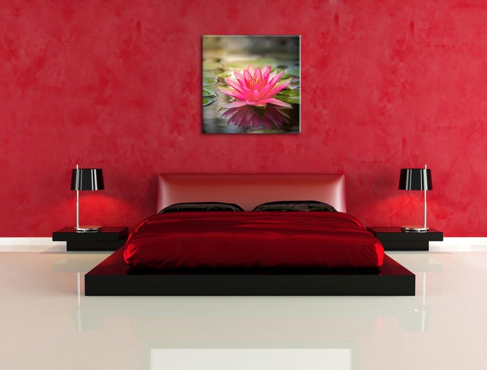Pixxprint Anmutige Seerose mit Blättern als Leinwandbild/Grösse: 70x70 cm/Wandbild/Kunstdruck/fertig