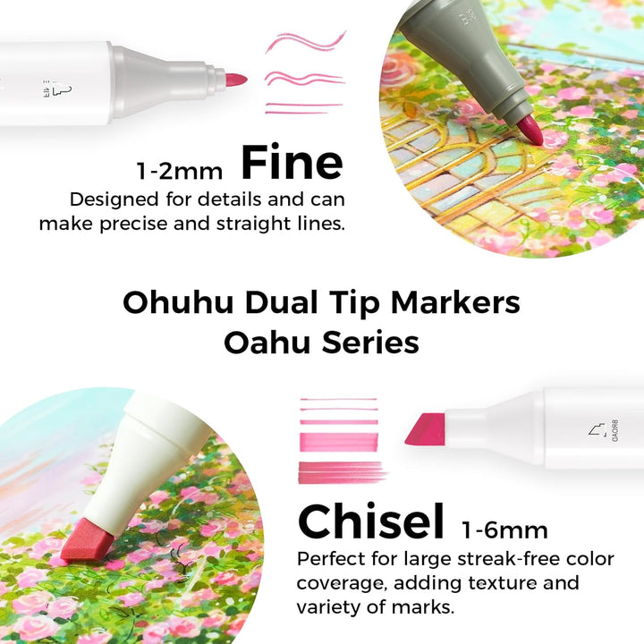 Ohuhu Pastel Marker Stifte, 48 Farben Permanent Marker Stiften Marker Pen verdoppelt spitzt Kunst Sk