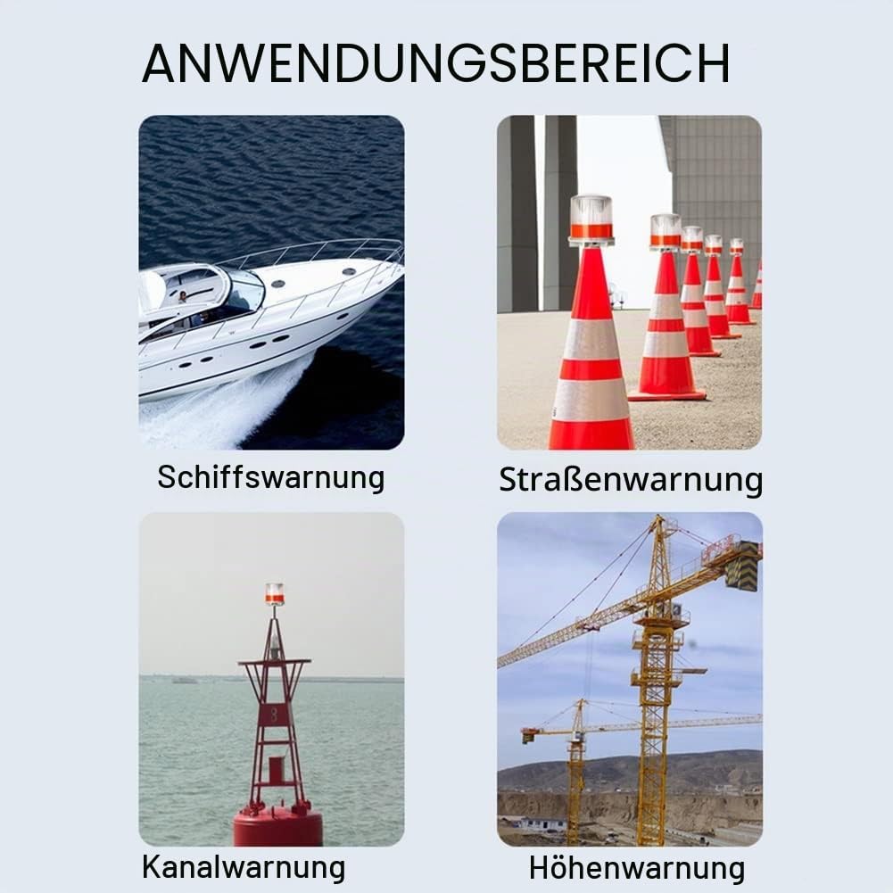 Solare Signalleuchten, LED Boot Navigationslichter mit Solarlichtquelle, IP65 Wasserdichtes Design f