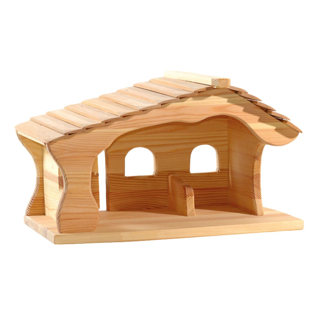 Ostheimer 5550113 Weihnachtskrippe, Krippenstall aus Holz Masse 47x30x30 cm