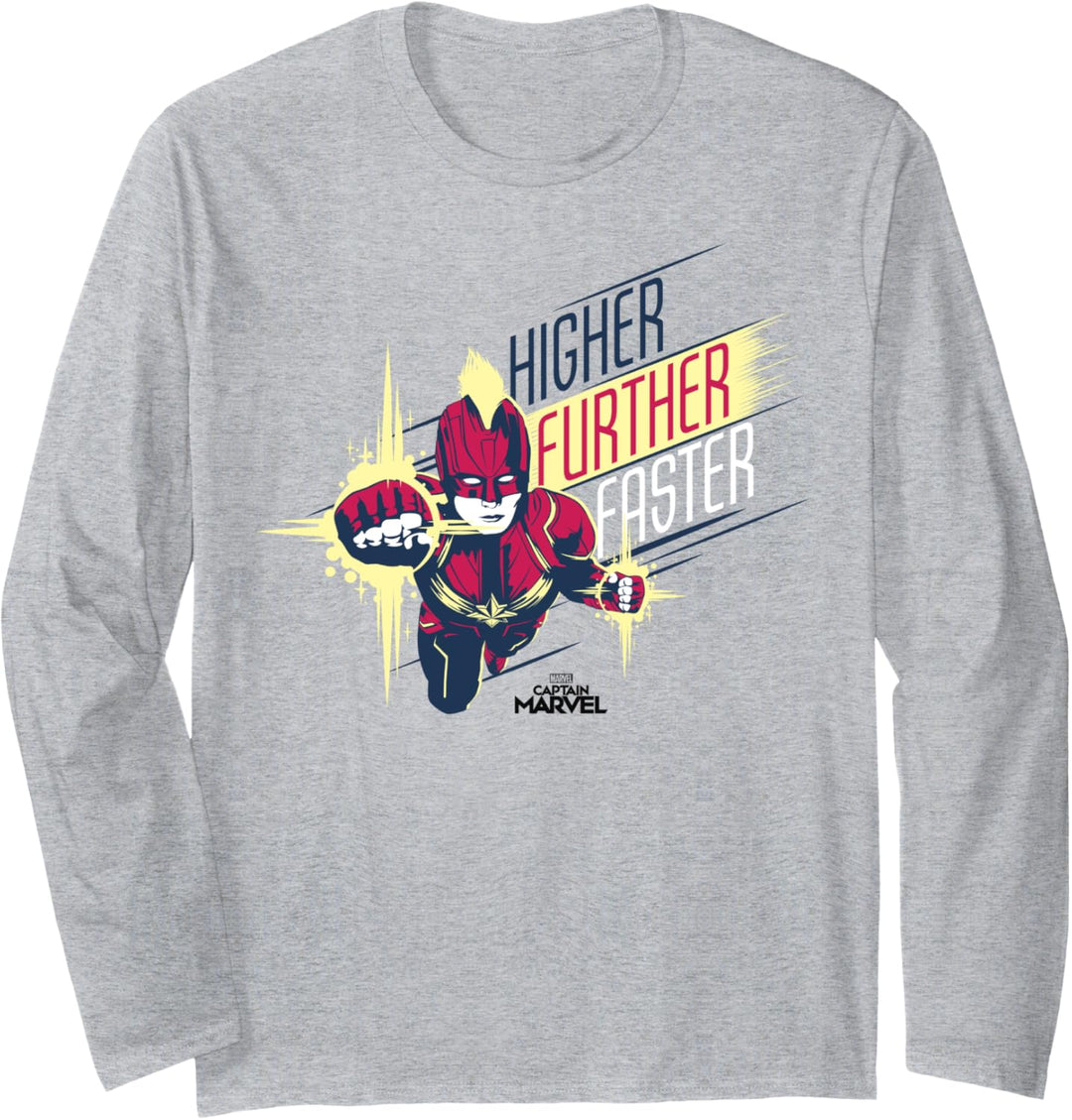 Captain Marvel Higher Further Faster Portrait Langarmshirt