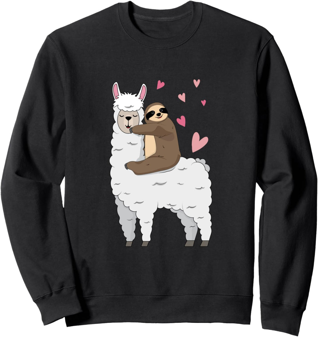 Sloth Riding Llama Valentinstag Sweatshirt